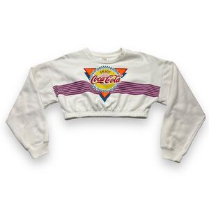 Coca Cola White Sweatshirt Crop Top Size XS